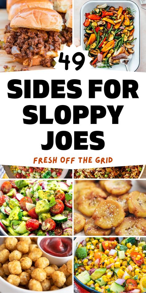 Looking for Sloppy Joe sides? We have nearly 50 ideas! These sides for Sloppy Joes range from creamy potato and pasta salads to crisp and refreshing veggies to fries and so much more. It’s the ultimate list of sides for Sloppy Joes! Side Dishes For Sloppy Joes Meals, Side Dishes For Hot Sandwiches, Sides For Sloppy Joes Meals, Sloppy Joes Sides, What To Serve With Sloppy Joes, Sides For Sloppy Joes, Sloppy Joe Sides, Veggie Sloppy Joes, Cheeseburger Sloppy Joes