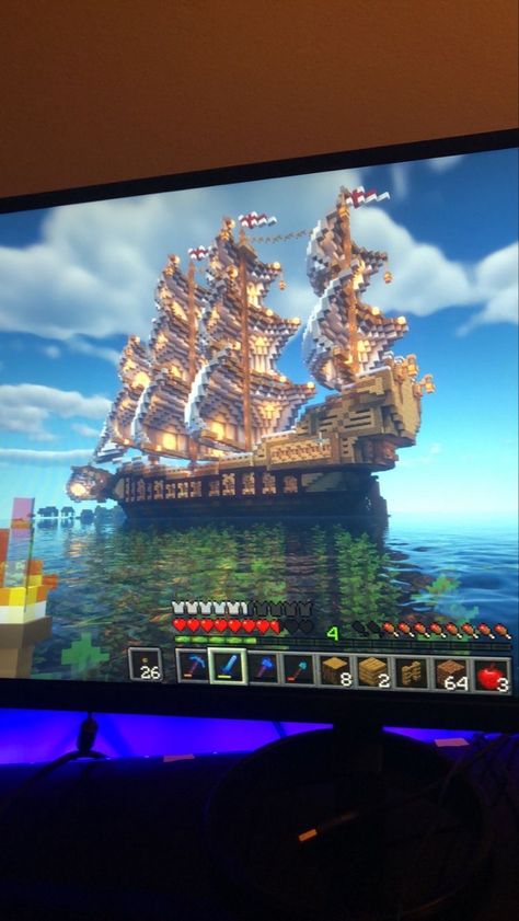 Minecraft Boat, Minecraft Ship, Minecraft Building Designs, Minecraft Create, Minecraft House Plans, Minecraft Castle, Minecraft City, Minecraft Plans, Minecraft Tips