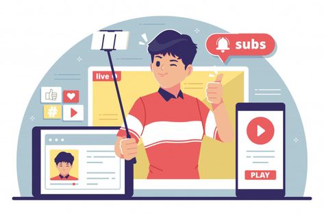 Youtuber Illustration, Youtube Illustration, Illustration Youtube, Ui Illustration, Youtube Marketing Strategy, Evergreen Content, Flat Design Illustration, Youtube Ads, Social Media Poster