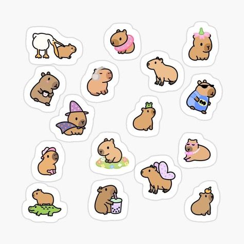 capybara / cute sticker / cute animal stickers / kawaii stickers/ capybara sticker pack #StickerLove Cute Photos To Print Out, Stickers Printable Cute Kawaii, Cute Simple Stickers To Draw, Cat Stickers Printable Kawaii, Cute Stamp Stickers, Cute Tiny Stickers, Capybara Stickers Printable, Cute Stickers Animals, Cute Stickers Printable For Journal