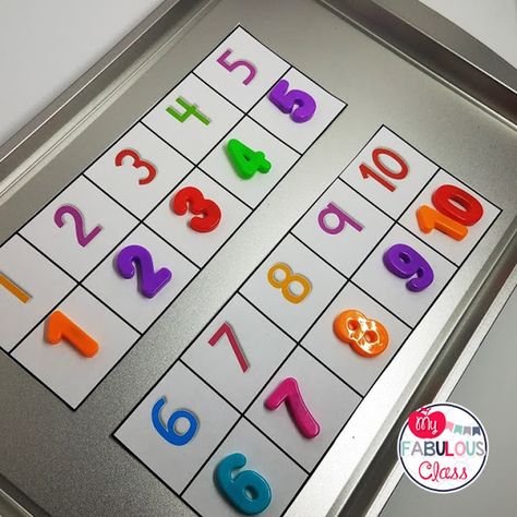 Number To Number Matching, Magnetic Numbers Activities, Magnetic Board Activities Preschool, Number Review 1-5 Preschool, Magnet Board Activities Preschool, Magnetic Number Activities, Cookie Sheet Activities Preschool, Number Identification Activities 1-5, Numbers 1 10 Activities Preschool