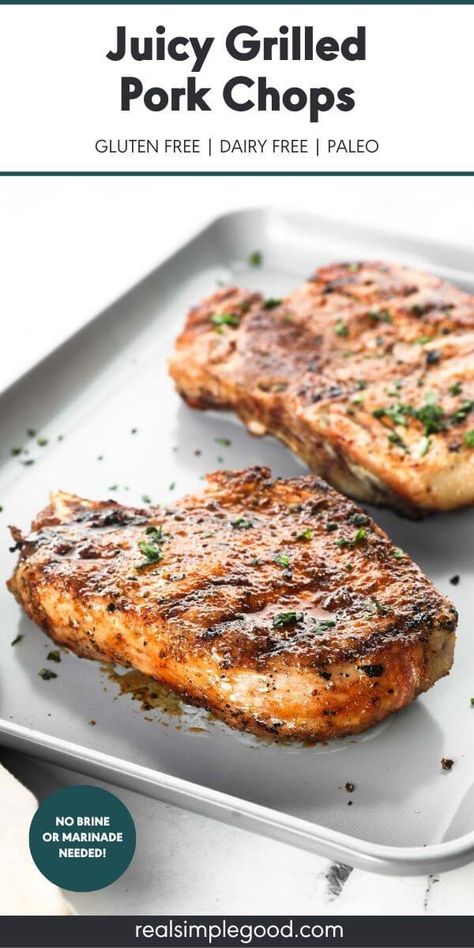 Juicy Grilled Pork Chops (No Brine or Marinade Needed!) Best Grilled Pork Chops, Grilled Pork Chops Marinade, Pork Chops Bone In, Pork Chop Marinade, Pork Chop Recipes Grilled, Bone In Pork Chops, Bbq Pork Chops, Pork Marinade, Cooking Pork Chops