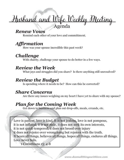 Page 1 of 1 Weekly Family Meeting, Married Life Organization, Family Council, Marriage Meeting, Meeting Template, Couples Communication, Marriage Inspiration, Ready For Marriage, Marriage Ideas