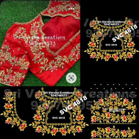 Heavy Computer Work Blouse Designs, Boat Neck Computer Work Designs, Blouse Thread Work Designs, Computer Embroidered Blouse Designs, Varsha Creation, Blouse Thread Work, Thread Work Designs, Ugadi Rangoli, Latest Blouse Neck Designs