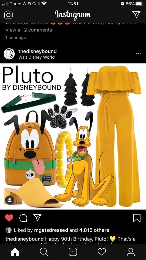 Pluto Disneybound, Disney Bachelorette, Pluto Disney, Happy 90th Birthday, Disney Bounding, Disney Bound Outfits, Disney Inspired Outfits, 90th Birthday, Disney Inspired