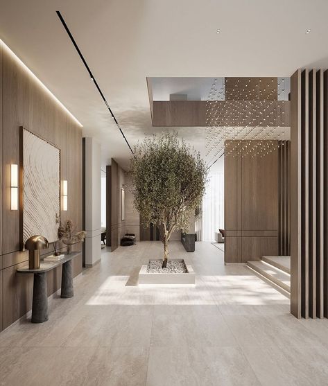 Luxury Lobby Interior Design, Modern Condo Interior Design, Luxury Lobby, Modern Hallway Design, Bedroom Modern Luxury, Dental Office Ideas, Single Story House, Mansions Interior, Miami Interiors