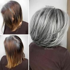 Instead Of Covering Grey Roots, This Hair Colorist Makes Clients Embrace It (30 New Pics) Turning 55, Gray Transition, Grey Transition, Grey Hair Transformation, Highlights Lowlights, Going Grey, Gorgeous Gray Hair, Grey Hair Inspiration, Silver Highlights