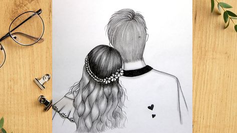 How to Draw Couple Very Easy | Step by Step Drawing Tutorial | Easy Drawing | Couple Drawing Easy Romantic Drawings, Valentines Drawings, Farjana Drawing, Cute Couple Sketches, Valentine Drawing, Couples Kiss, Pencil Sketches Easy, Scratch Book, Valentine Couple