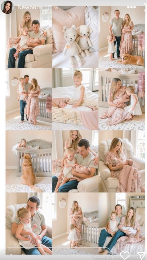 Newborn Photo Shoot Outfits For Family, Newborn Photography Girly Family, Newborn Photo Outfits Family, Newborn Family Photos What To Wear, Baby Hospital Photos, Nursery Photos, Home Maternity Photography, Newborn Family Pictures, Family Photos With Baby