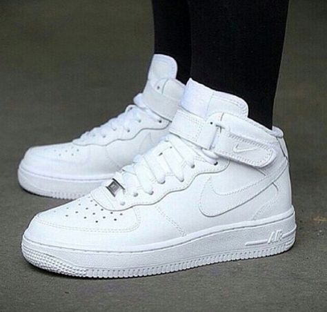 All white uptowns. Forever classic. Sepatu Air Jordan, Nike Shoes Air Force, Nike Air Force 1 Mid, White Nike Shoes, Jordan Shoes Girls, Custom Nike Shoes, Shoes Sneakers Jordans, Nike Air Shoes, Fresh Shoes