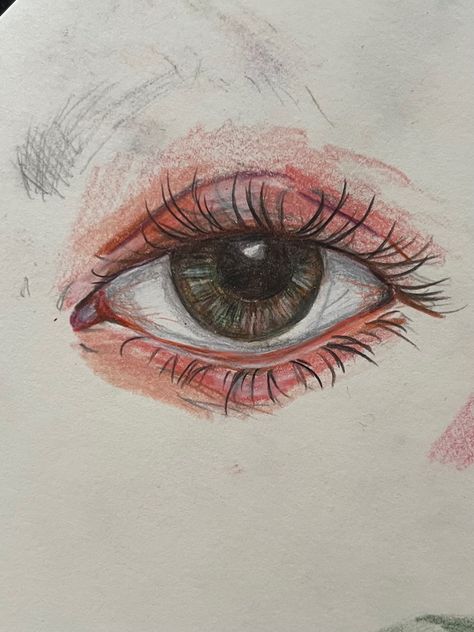 #art #drawing #eye Easy Drawing Realistic, Pencil Colour Eye Sketch, Eye Colour Pencil Drawing, Color Pencils Artwork Easy, Eyes Looking Down Drawing Reference, Colored Eye Drawing, Colorpencils Drawing Idea, Pencil Colour Art Drawings Easy, Coloured Pencil Drawings Easy