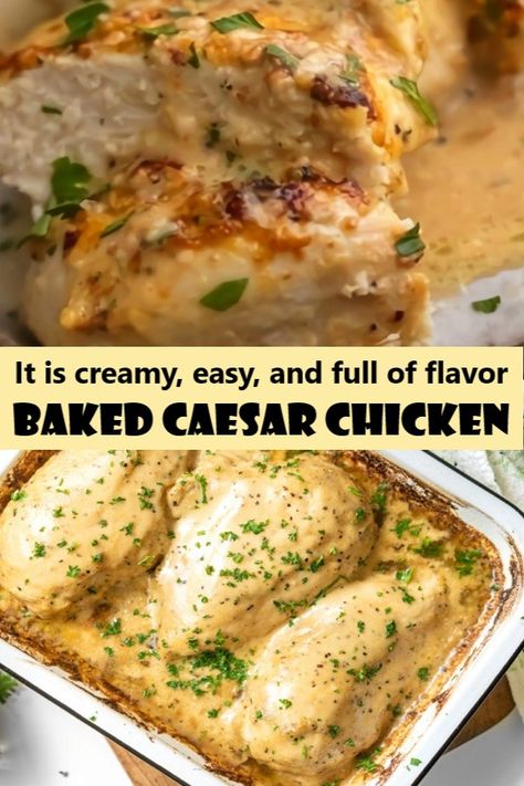 Baked Caesar Chicken, Melt In Your Mouth Chicken, Mouth Chicken, Caesar Chicken, Simple Chicken, Best Comfort Food, Top Recipes, Chef Recipes, Melt In Your Mouth