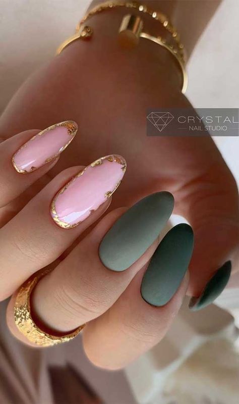 pink and green nails, when to start wearing fall nail colors, fall nail art, autumn nail colors, fall nail designs for short nails, autumn nails 2021, autumn nail designs 2021 Fall Green, Green Nail Designs, Nail Design Inspiration, Best Nail Art Designs, Pink Valentines, Nail Polish Designs, Autumn Nails, Unique Nails, Floral Nails