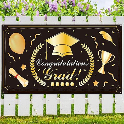 Outdoor Graduation, Graduation Party Banners, Grad Banner, Graduation Backdrop, Clear Balloons, Graduation Banner, Graduation Party Supplies, Happy Graduation, Congratulations Graduate