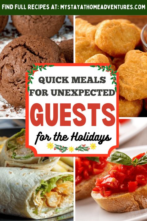 Quick Meals For Unexpected Guests For The Holidays * My Stay At Home Adventures Meals For Overnight Guests, Simple Lunch Ideas For Guests, Lunch For Guests Ideas Entertaining, Meals For House Guests, Lunch Ideas For Guests, Baked Caprese Chicken, Quick Guacamole, Easy Supper Recipes, Brownie Bites Recipe