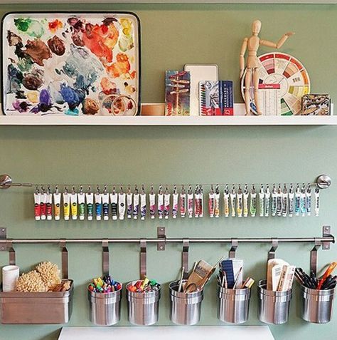 Design Studio Makeover - Inspiration and Plans - Postcards from the Ridge Studio Seni, Home Art Studios, Ikea Home Tour, Rangement Art, Studio Makeover, Art Studio Storage, Makeover Studio, Art Studio Space, Art Supplies Storage