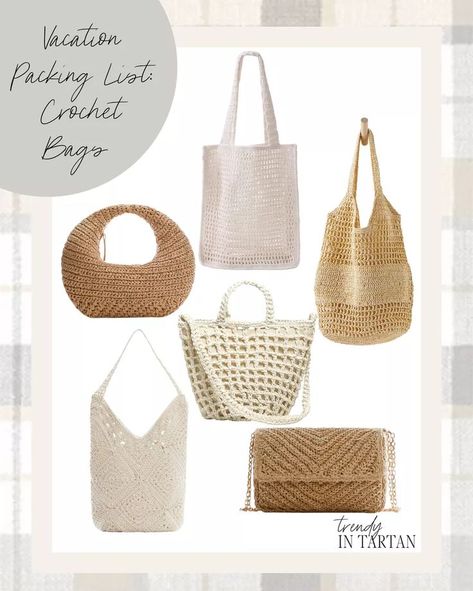 Vacation packing list: crochet bags! Crochet tote bag, summer bag, summer purse, straw purse, summer purse, tote bag, beach tote Summer Bags Beach, Vacation Packing List, Tote Bag Summer, Summer Purse, Straw Purse, Tote Bag Beach, Summer Purses, Packing List For Vacation, Vacation Packing