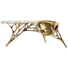 Polished Brass Lotus Console Table/Telephone Table/Entryway Table in Gold Color Brass Console Table, Laser Cut Aluminum, Contemporary Console, Table Entryway, Metal Console Table, Telephone Table, Metal Console, Salon Art, Modern Console Tables