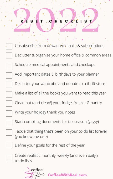 Resetting My Life, Reset Life Things To Do, January Checklist Ideas, Reset For New Year, New Year Reset Checklist, Monthly Reset Checklist, November Reset, Get My Life Together Checklist, New Years Reset