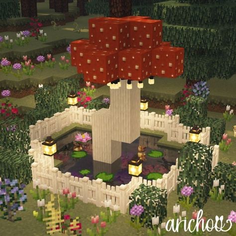 Pond Minecraft, Minecraft Fairycore, Houses Minecraft, Minecraft Garden, Cottagecore Minecraft, Minecraft Decoration, Rumah Minecraft Sederhana, Bangunan Minecraft, Minecraft Farm