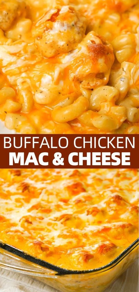 Buffalo Mac N Cheese Recipe, Chicken Mac And Cheese Recipe, Buffalo Chicken Mac And Cheese, Baked Pasta Recipe, Buffalo Mac And Cheese, Chicken Buffalo, Chicken Mac And Cheese, Buffalo Chicken Recipes, Buffalo Chicken Pasta