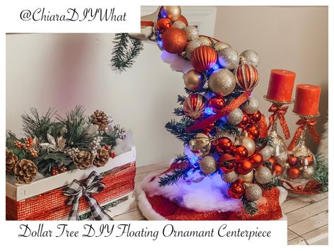 Floating Christmas Centerpieces, Floating Ornaments Diy, Floating Christmas Ornaments, Dyi Christmas Ornaments, Floating Centerpieces, Floating Ornaments, Holidays Crafts, Wreath Holder, Christmas Centerpieces Diy