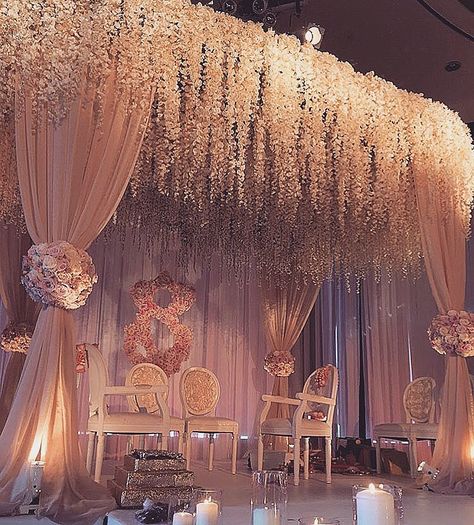 Indoor Mandap Decor Indoor Mandap, Mandap Decoration Ideas, Decoration Ideas For Wedding, Floral Canopy, Mandap Decoration, Wedding Hall Decorations, Wedding Ceremony Ideas, Wedding Stage Design, Luxury Wedding Decor