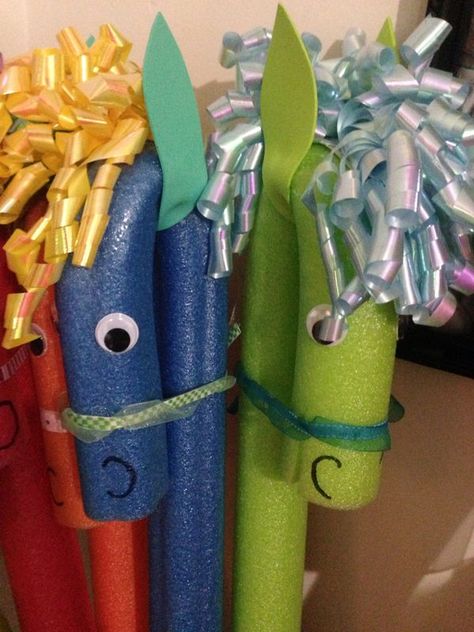 Pool Noodle Horse, Noodle Horse, Pool Noodle Crafts, Derby Ideas, Horse Birthday Parties, Horse Party, Horse Birthday, Kentucky Derby Party, Cowgirl Birthday