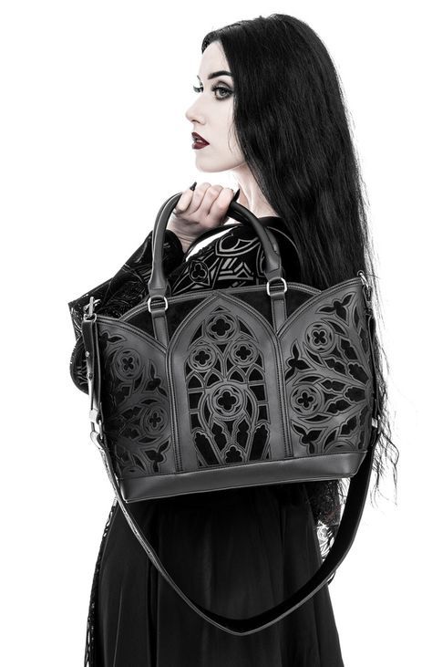 Unleash your dark and mysterious side with our goth catacombs black handbag. crafted with impeccable attention to detail, this hauntingly beautiful accessory is designed to complement your unique style. explore the depths of darkness and embrace your inner gothic essence with this must-have fashion statement. Goth Queen, Gothic Mode, Unique Clothes, Gothic Shop, Gothic Rock, Arched Windows, Gothic Architecture, Rave Wear