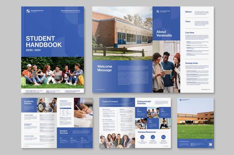 Student Handbook Template, Print Templates ft. handbook & education - Envato Brochure Education, University Brochures, Student Handbook, New Student Orientation, Education Brochures, Student Orientation, School Brochure, Mission Vision, School Administration