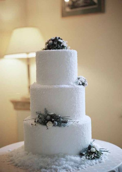 20+ Winter Wedding Ideas You Just Need To Steal Winter Wonderland Wedding Decorations, Wonderland Wedding Cake, Wonderland Wedding Decorations, Winter Torte, Christmas Wedding Cakes, Snow Wedding, White Cakes, Winter Wedding Cake, Winter Cake