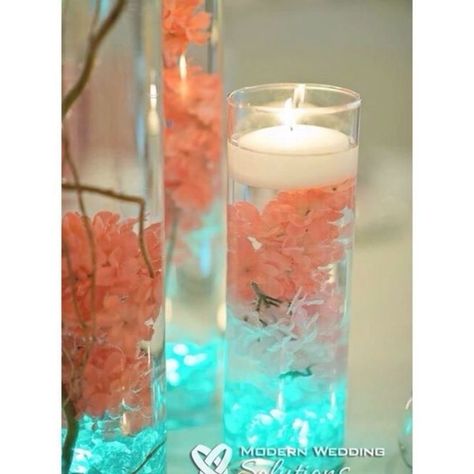 Coral and Turquoise Wedding Centerpieces 4 Coral And Teal Wedding, Diy Floating Candles, Coral And Teal, Wedding Motifs, Centerpieces Diy, Wedding Floral Centerpieces, Teal Wedding, Turquoise Wedding, Coral Wedding