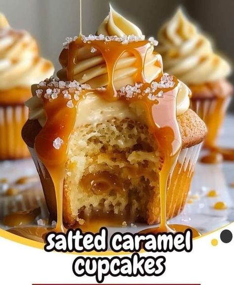 Caramel Cupcakes Recipe, Lava Cupcakes, Homemade Cupcake Recipes, Cupcakes Homemade, Salted Caramel Cupcakes, Caramel Cupcakes, Caramel Buttercream, Homemade Cupcakes, Gourmet Cupcakes