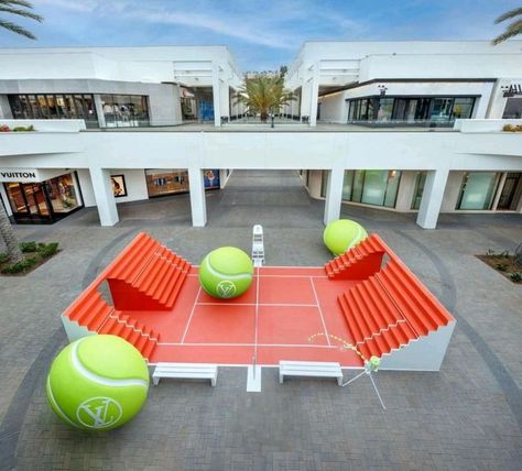 Tennis Court Design, Experiential Marketing Events, Fashion Valley, Stand Feria, Tennis Event, Sports Marketing, Louis Vuitton Red, Experiential Marketing, Event Activities