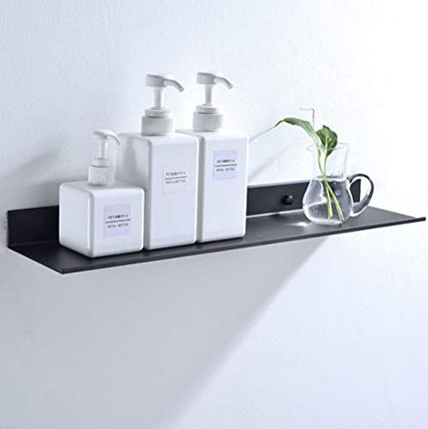 Modern Kitchen Shelves, Black Wall Shelves, Kitchen Wall Shelves, Modern Wall Shelf, Black Bathroom Accessories, Shelves Kitchen, Bathroom Wall Shelves, Shower Storage, Cheap Bathrooms