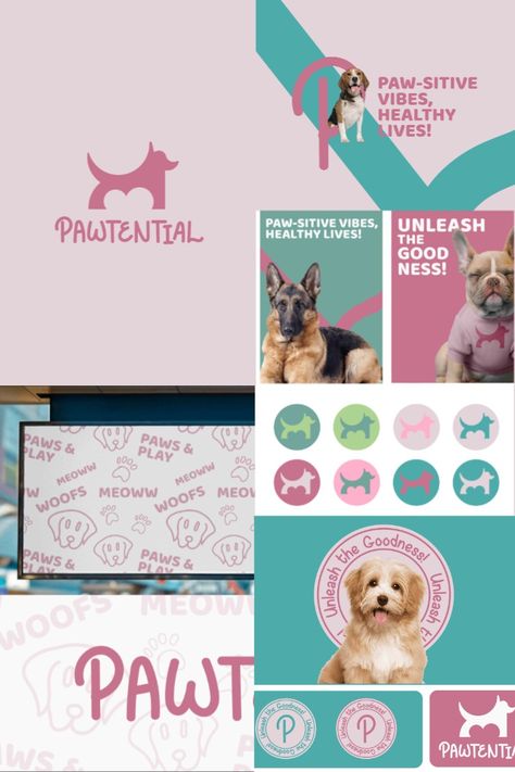 Pet care branding - pet brand identity - Pet care visual identity - pet care logo Pet Store Logo Ideas, Dog Brand Identity, Pet Brand Identity, Pet Logo Branding, Dog Business Logo, Dog Symbol, Advertisement Ideas, Puppy Birthday Cakes, Pet Care Logo