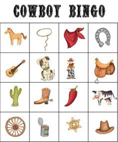 cowboy bingo printable cards | Cowboy Bingo (using Kate Hadfield Designs digital scrapbooking images ... Cowboy Party Activities Western Theme, Preschool Cowboy Theme, Wild West Themed Crafts, Wild West Science Activities, Cowboy Themed Crafts, Wild West Theme Preschool Activities, Rodeo Games For Kids, Wild Wild West Preschool Theme, Rodeo Activities For Kids