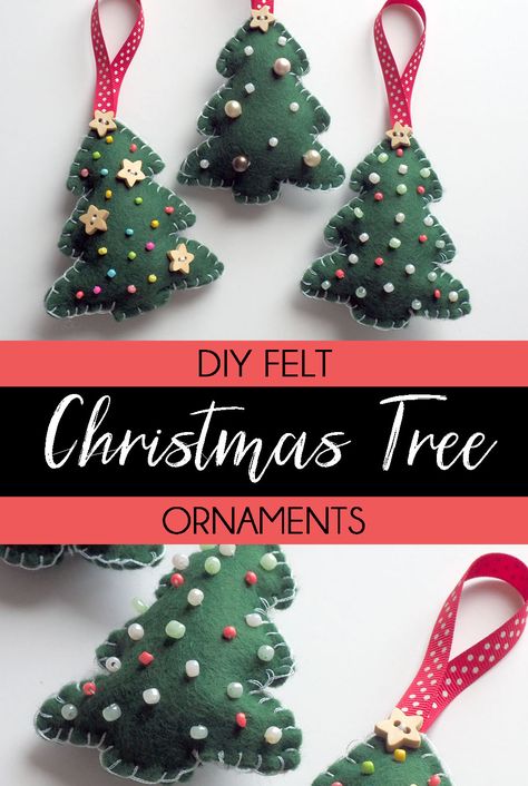 DIY Felt Christmas Tree Ornaments – English Rose from Manchester's Blog Felt Christmas Tree Ornaments, Diy Felt Christmas, Felt Ornaments Diy, Felt Christmas Tree Decorations, Diy Felt Christmas Ornaments, Diy Felt Christmas Tree, Felt Crafts Christmas, Fabric Christmas Trees, Christmas Craft Projects