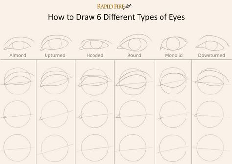 Tutorial: Drawing Different Eye Shapes It all starts with a simple circle! Visit the tutorial for more steps and learn how to draw a perfect iris. http://rapidfireart.com/2017/01/19/how-to-draw-different-eye-shapes/ Iris Drawing, Different Types Of Eyes, Realistic Eye Drawing, Drawing Eye, Eye Drawing Tutorials, Eye Sketch, Eyes Drawing, Types Of Eyes, Drawing Practice