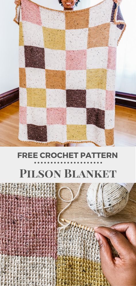 5 Color Crochet Blanket Afghan Patterns, Crochet Large Granny Square Blanket, Gingham Blanket Crochet Pattern, Crocheted Checkered Blanket, Easy Crochet Square Blanket, Crochet Verigated Yarn Blanket, Knit Pattern Blanket, Crochet Henley Pattern, Colorblock Crochet Blanket