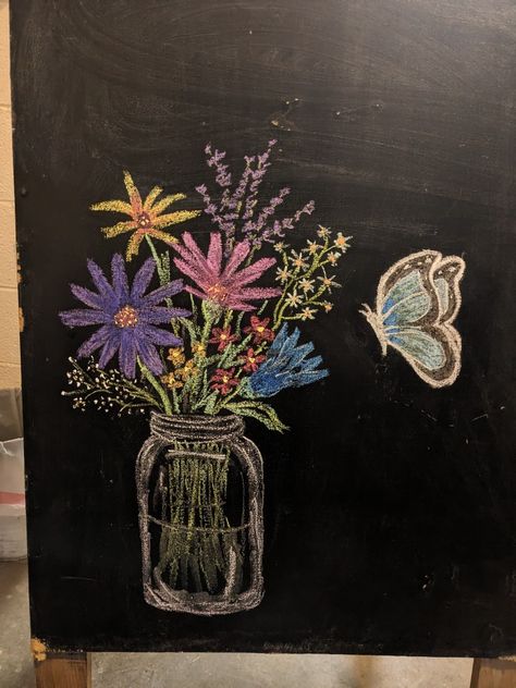 Garden Chalkboard Ideas, Wildflower Chalkboard Art, Inspirational Chalkboard Art, Chalk Marker Flowers, Summer Chalk Art Chalkboard Ideas, Chalk Wall Drawings, Chalkboard Designs Easy, May Chalkboard Ideas, May Chalkboard Calendar