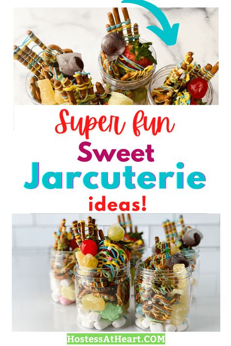 The charcuterie trend takes on a new look with these adorable jarcuterie ideas. Sweet charcuterie in a jar for individual servings. #jarcuterie #charcuterie #Fingerfoodappetizer #partyfood Vegetarian Jarcuterie, Dessert Jarcuteries, Sweet Charcuterie Cups Ideas, Jar-cuterie Ideas, Jarcuterie In A Jar Ideas, Dessert Charcuterie Cups, Jarcuterie Cups, Jarcuterie Ideas, Sweet Charcuterie