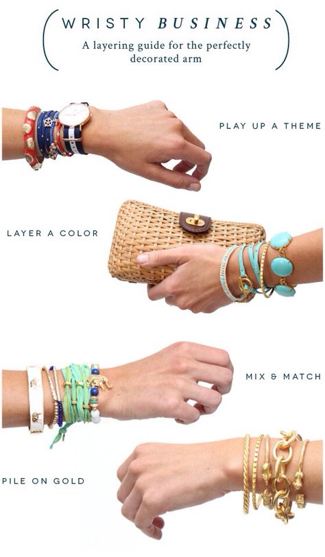 Bracelet Layering Ideas, Bracelet Guide, Layering Ideas, Bracelet Layering, Bead Inspiration, Layering Jewelry, Preppy Girls, Teen Jewelry, Jewelry Tips