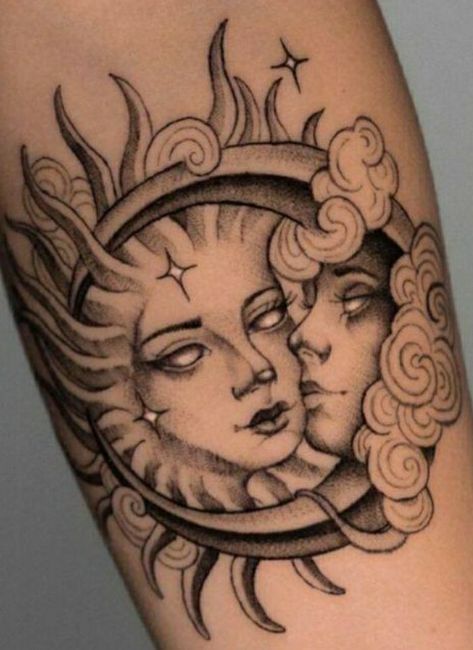 Moon And Sun, Desenho Tattoo, Moon, Sun, Tattoos, Quick Saves, Art