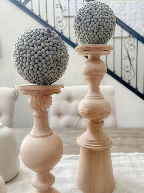 How to Make Wood Candle Holders from Old Finials Candle Holder Makeover, Lamp Finials, Lamp Finial, Wood Candle, Wood Candle Holders, Wood Candles, Finials, Wood Diy, Candle Holder