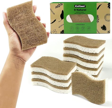 Sustainable Design Product, Gerobak Dorong, Natural Sponge, Natural Kitchen, Bamboo Tree, Kitchen Sponge, Zero Waste Living, Biodegradable Plastic, Coconut Fiber