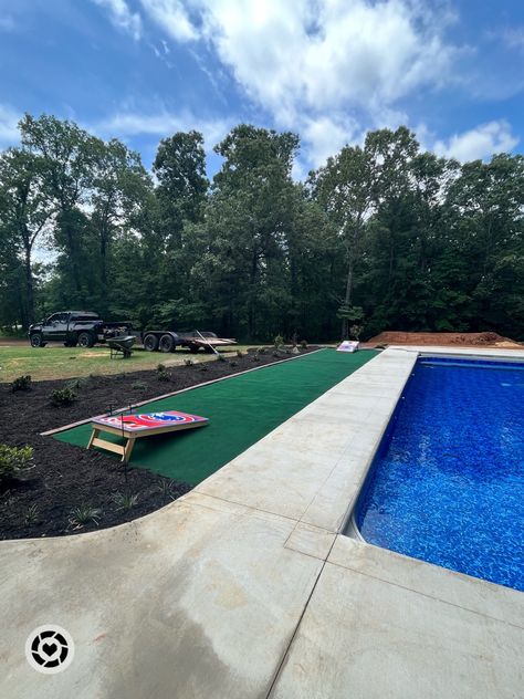 Corn Hole Playing Area, Cornhole Area In Backyard, Cornhole Area, Outdoor Game Area, Game Area, Outdoor Game, Astro Turf, Corn Hole, Swimming Holes