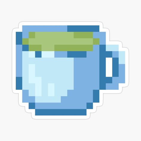 Pixel Art Tea Cup, Tea Pixel Art, Car Phone Case, Matcha Green Tea Latte, Trendy Stickers, Food Fast Food, Green Tea Latte, Iron Beads, Pixel Art Design