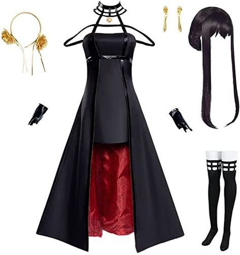 anime spy x family yor forger cosplay, yor forger cosplay hot Yor Forger Cosplay, Family Cosplay, Head Decoration, Costume Tutorial, Black Halloween Dress, Yor Forger, 2 Earrings, Dress Sketches, Costume Collection