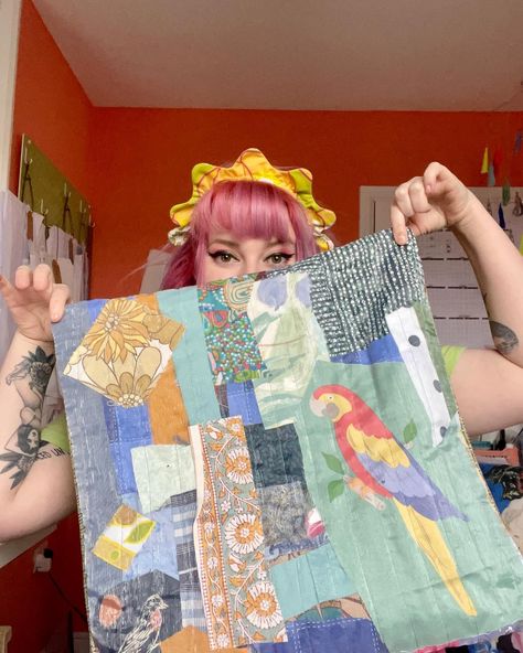 FREE SCRAP BUSTING TUTORIAL 🌿🧵🪡 Watching the scrap organza bags being made on @britishsewingbee last night, and I thought it would be cool to show how I made my bags! I use a slightly different technique my layering scraps which creats a collage effect ✨🌿 If you want to make your own pieces (the tutorial shows how to make a cushion cover!) using the same technique, there’s an automatic discount for this on my website! Happy scrapping and PLEASE show me what you make!🌸 . . . #upcycledbag #... Upcycled Bag, My Bags, Be Cool, A Collage, Scrap Quilts, Organza Bags, Show Me, My Website, Last Night